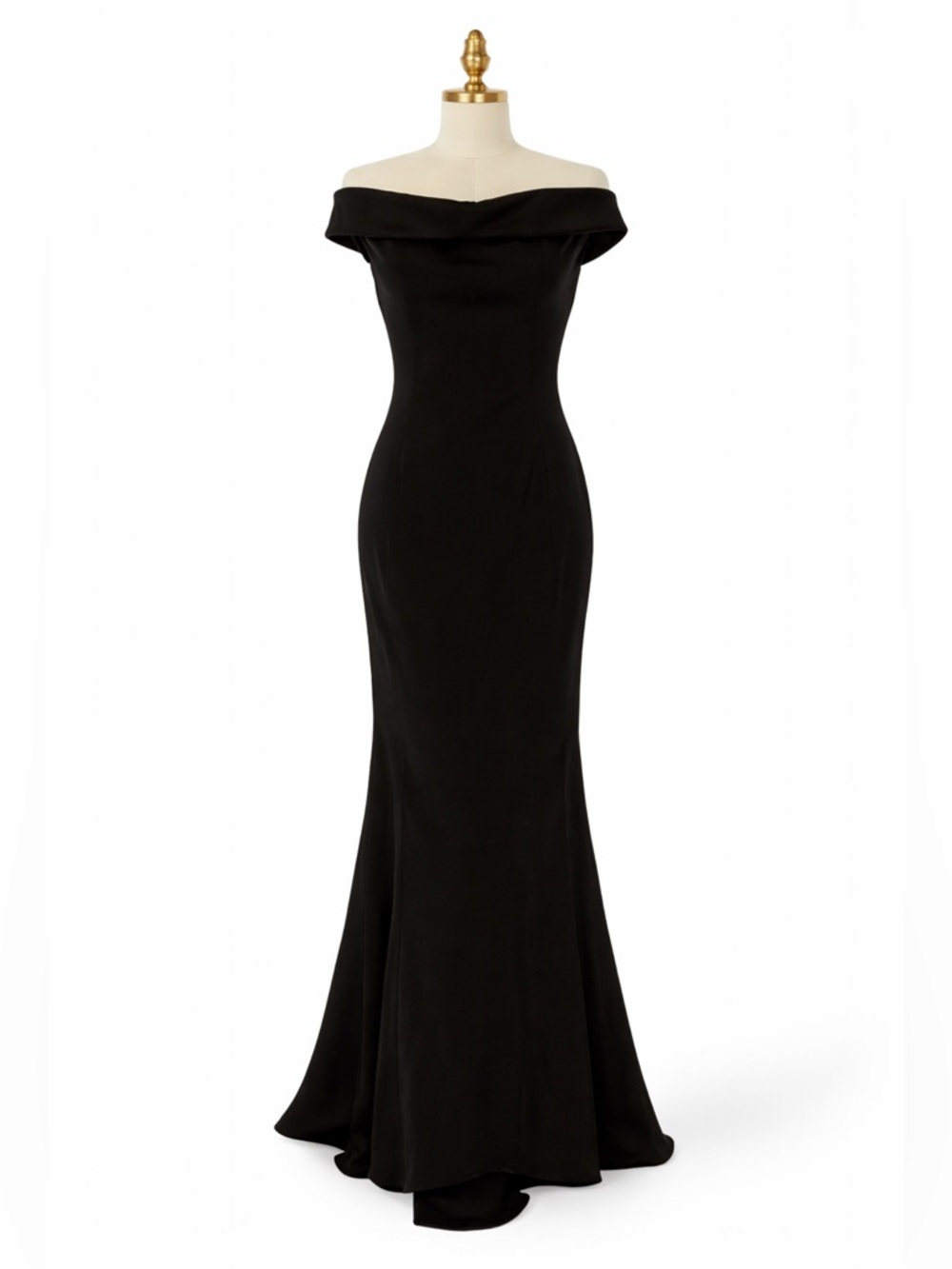 Vintage Chris Kole Silk Off Shoulder Gown Black Size 8 Minimalist Evening Dress